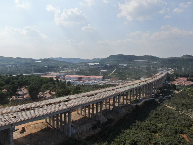 6-6、6月27日臨臨高速六標(biāo)苗莊特大橋圓滿完成全部T梁架設(shè)_副本